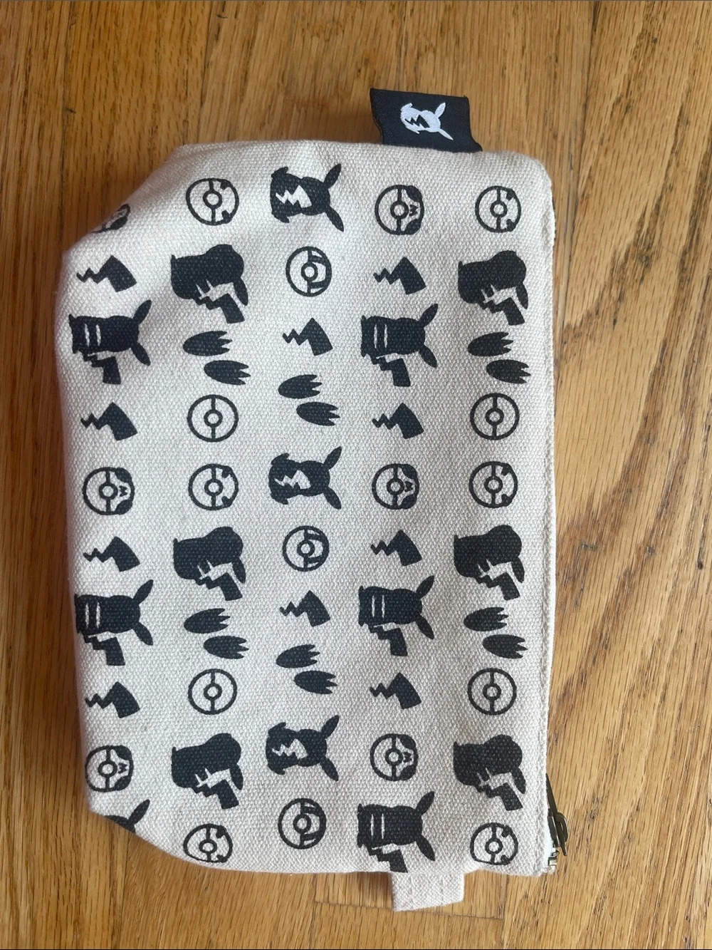 Pikachu Pattern Canvas Pouch - Beige and Black